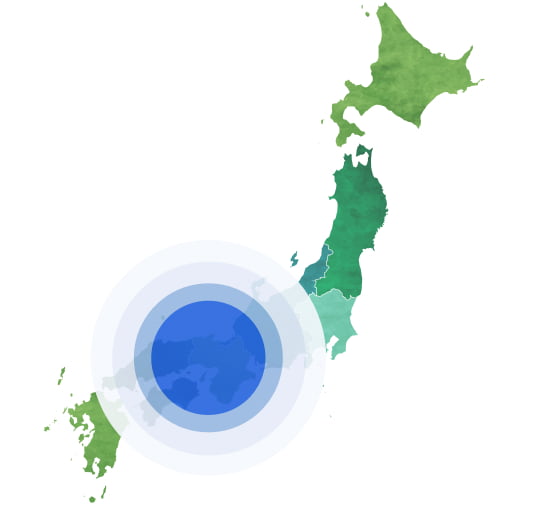 関西を中心に全国対応のエリアマップ
